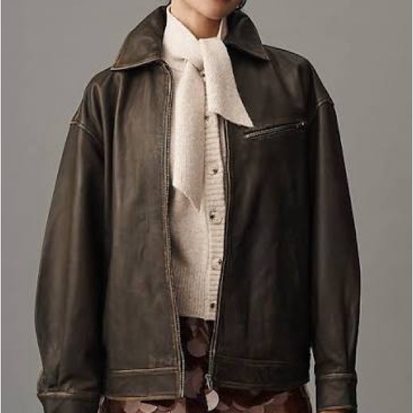 Reformation Veda Brown Leather Jacket - L - Picture 7 of 8